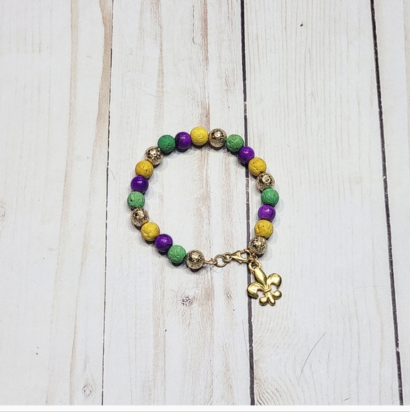 ARTISAN BOHO MARDI GRAS GEMSTONE BRACELET - Picture 1 of 2
